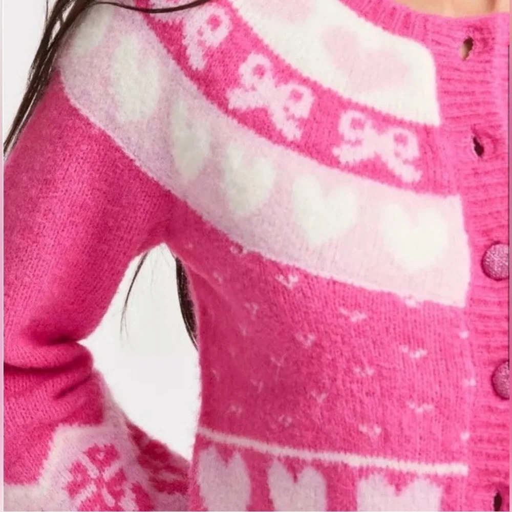 Love Shack Fancy Dimples Sweetheart Pink Women's Sweater Sz M - Picture 2 of 6